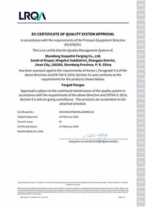 ISO9001-2015 TUV Rheinland for flanges manufacturing and sales