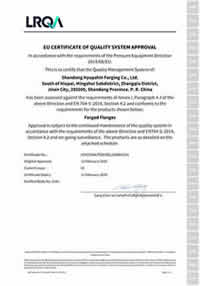 CE PED 2014/68/EU, AD2000 W0 W0, for quality assurance for flanges manufacturer of materials